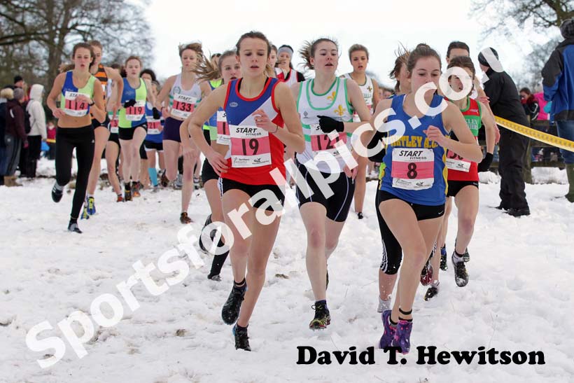 19 Abbi Hetherington (Carlisle Aspatria AC) and Lydia Turner (Birtley) who finished 3rd soon after the start of the under-17 womens Northern Cross Country Championships.